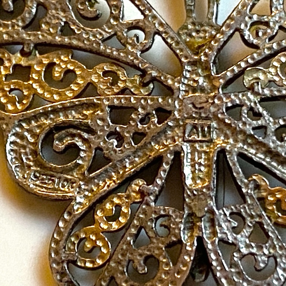 10 K Gold Over Sterling Silver Filagree Butterfly Necklace - Picture 7 of 7